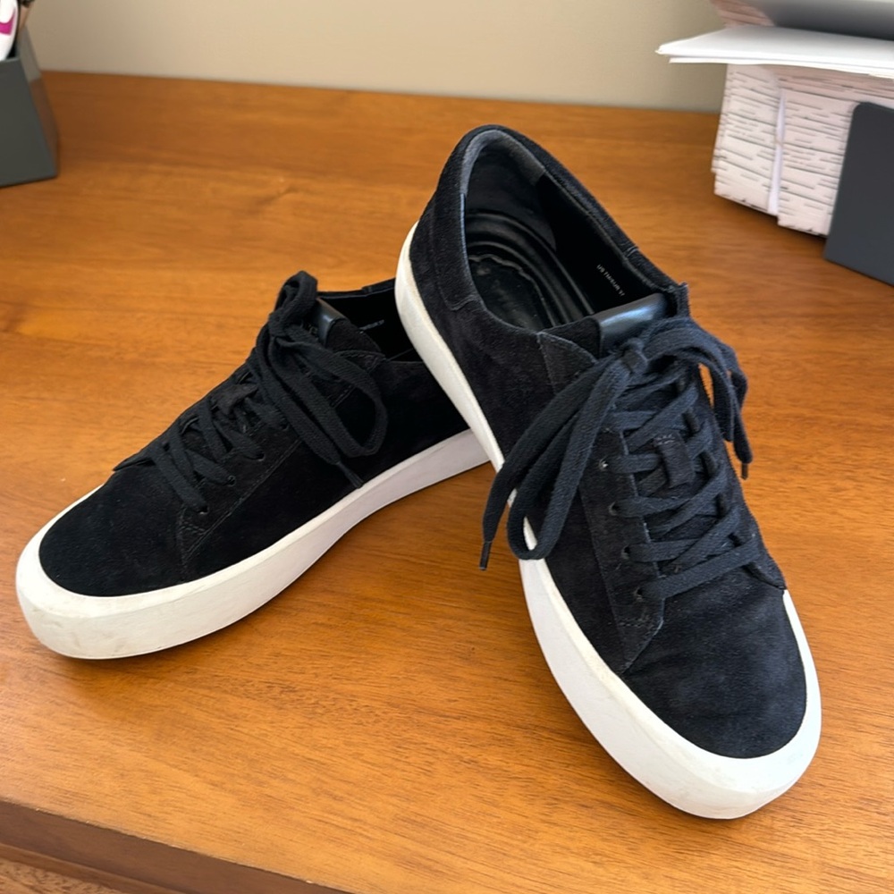 Vince Black Suede Platform Sneaker